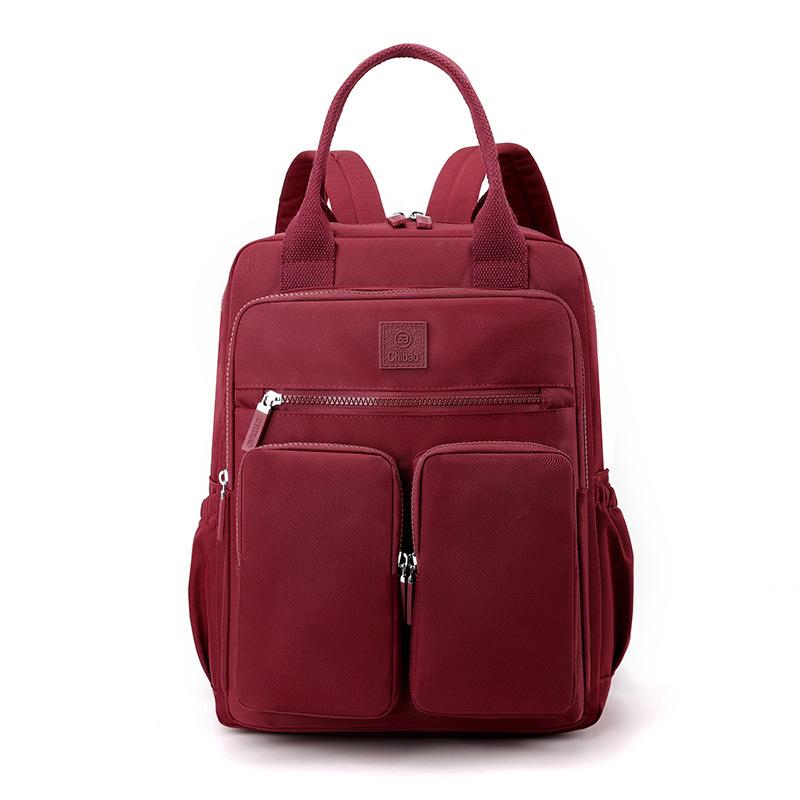 Новый качественный женский рюкзак, износостойкий, износостойкий, портативный, наплечный, нейлоновый, дорожный рюкзак бордовый