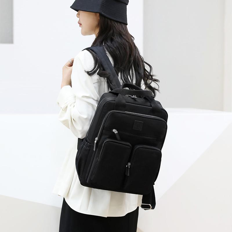 Новый качественный женский рюкзак, износостойкий, износостойкий, портативный, наплечный, нейлоновый, дорожный рюкзак чёрный